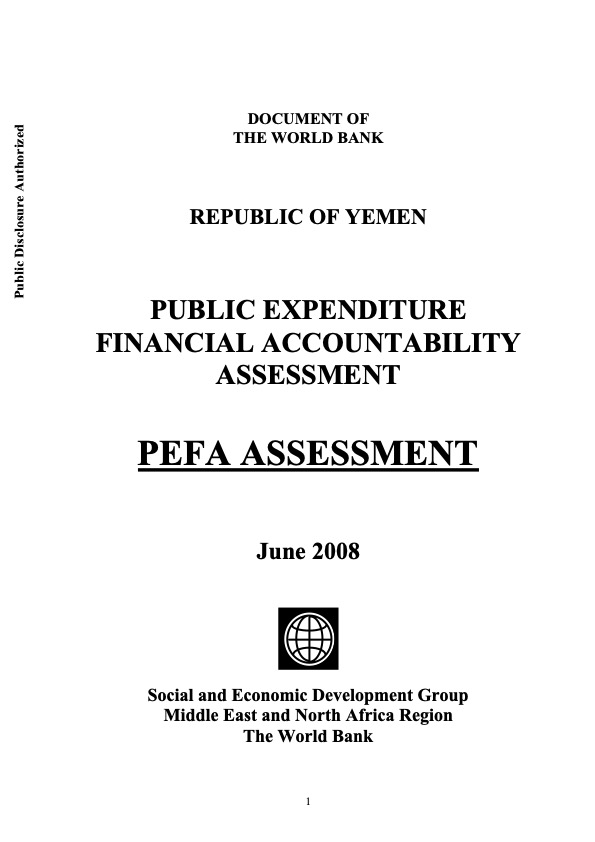 Yemen - Public Expenditure Financial Accountability Assessment